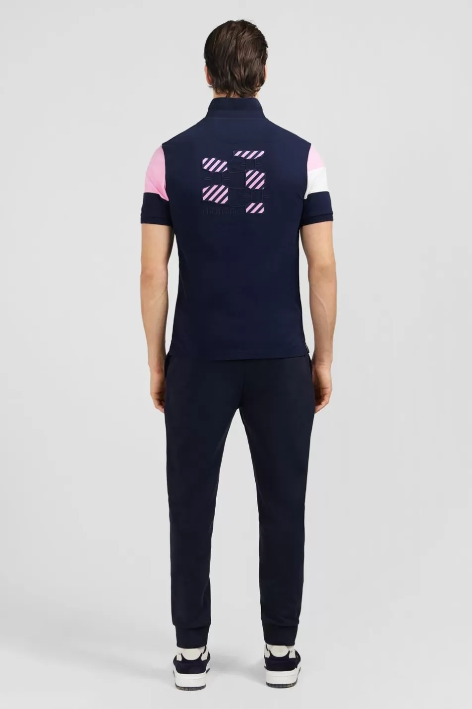 Polos | Eden Park Short-Sleeved Tricolour Navy Polo Shirt In Pique Cotton With Bow Details