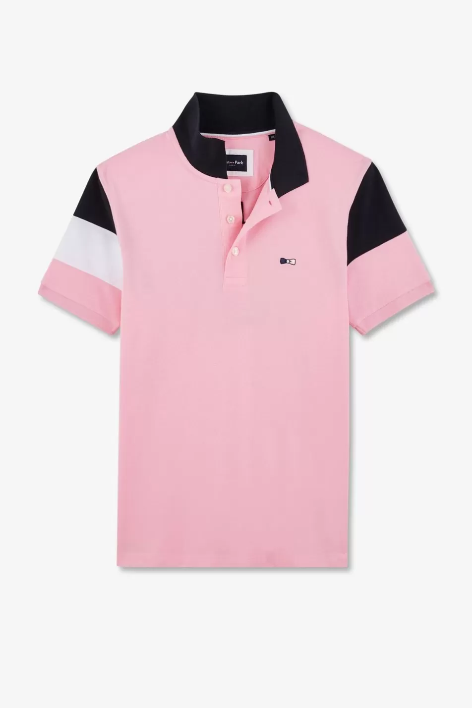 Polos | Eden Park Short-Sleeved Tricolour Pink Polo Shirt In Pique Cotton With Bow Details