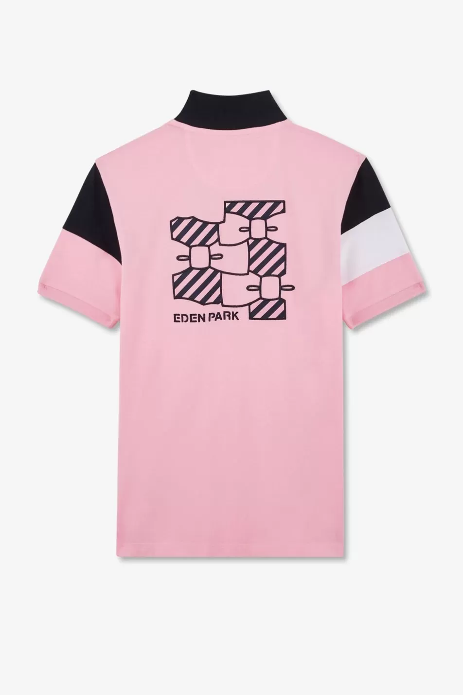 Polos | Eden Park Short-Sleeved Tricolour Pink Polo Shirt In Pique Cotton With Bow Details
