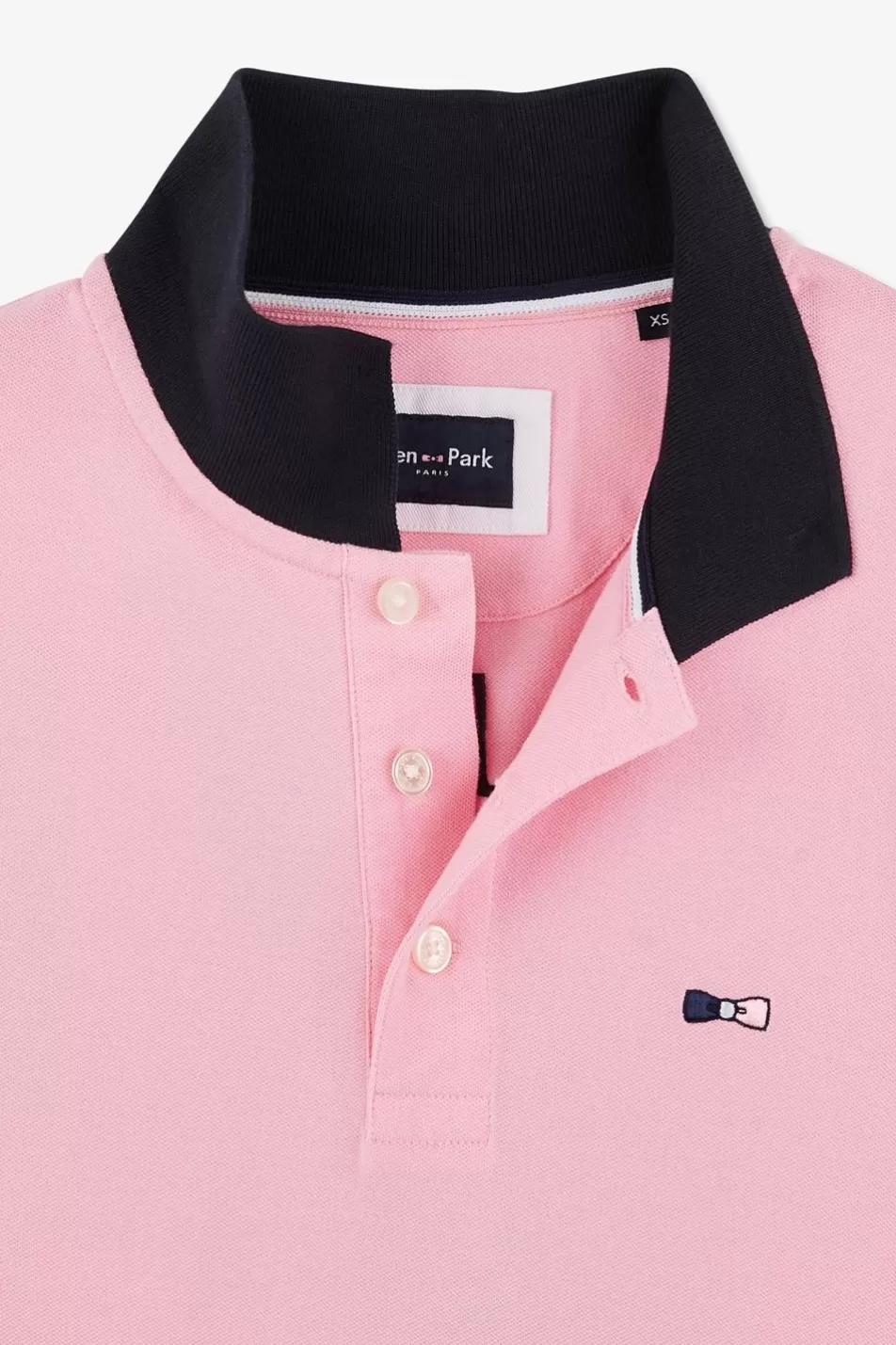 Polos | Eden Park Short-Sleeved Tricolour Pink Polo Shirt In Pique Cotton With Bow Details
