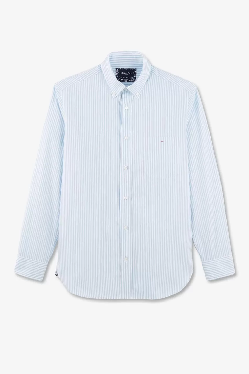 Shirts | Eden Park Sky Blue Pinstriped Cotton Shirt In Regular Fit