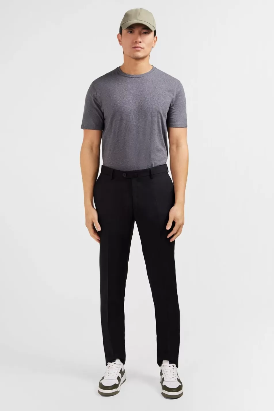 Pants | Eden Park Slim Black Wool Trousers With Broken Fold