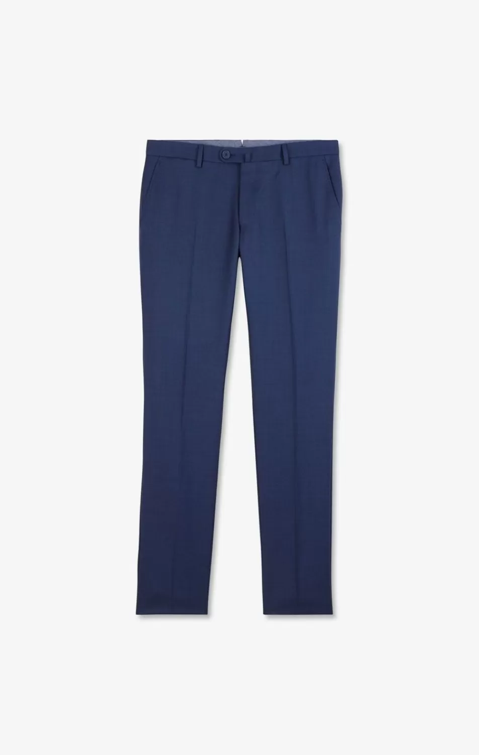 Pants | Eden Park Slim Blue Wool Trousers With Broken Fold