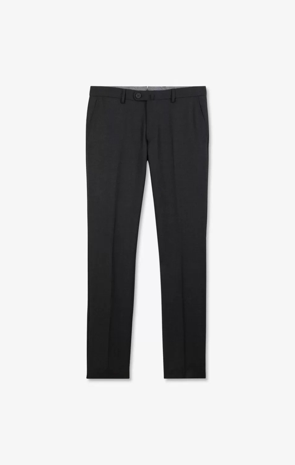 Pants | Eden Park Slim Dark Grey Wool Trousers With Broken Fold