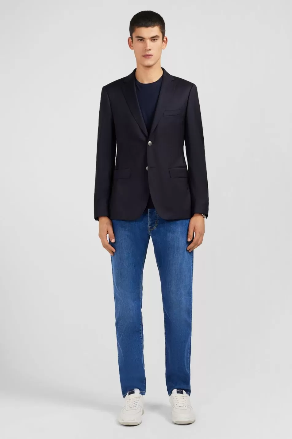 Jackets | Eden Park Slim Fit Navy Blue 100% Wool Blazer