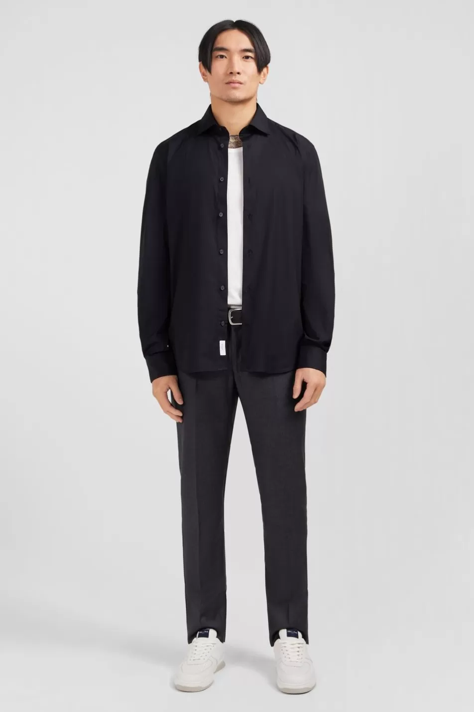 Shirts | Eden Park Slim-Fit Black Shirt In Stretch Poplin