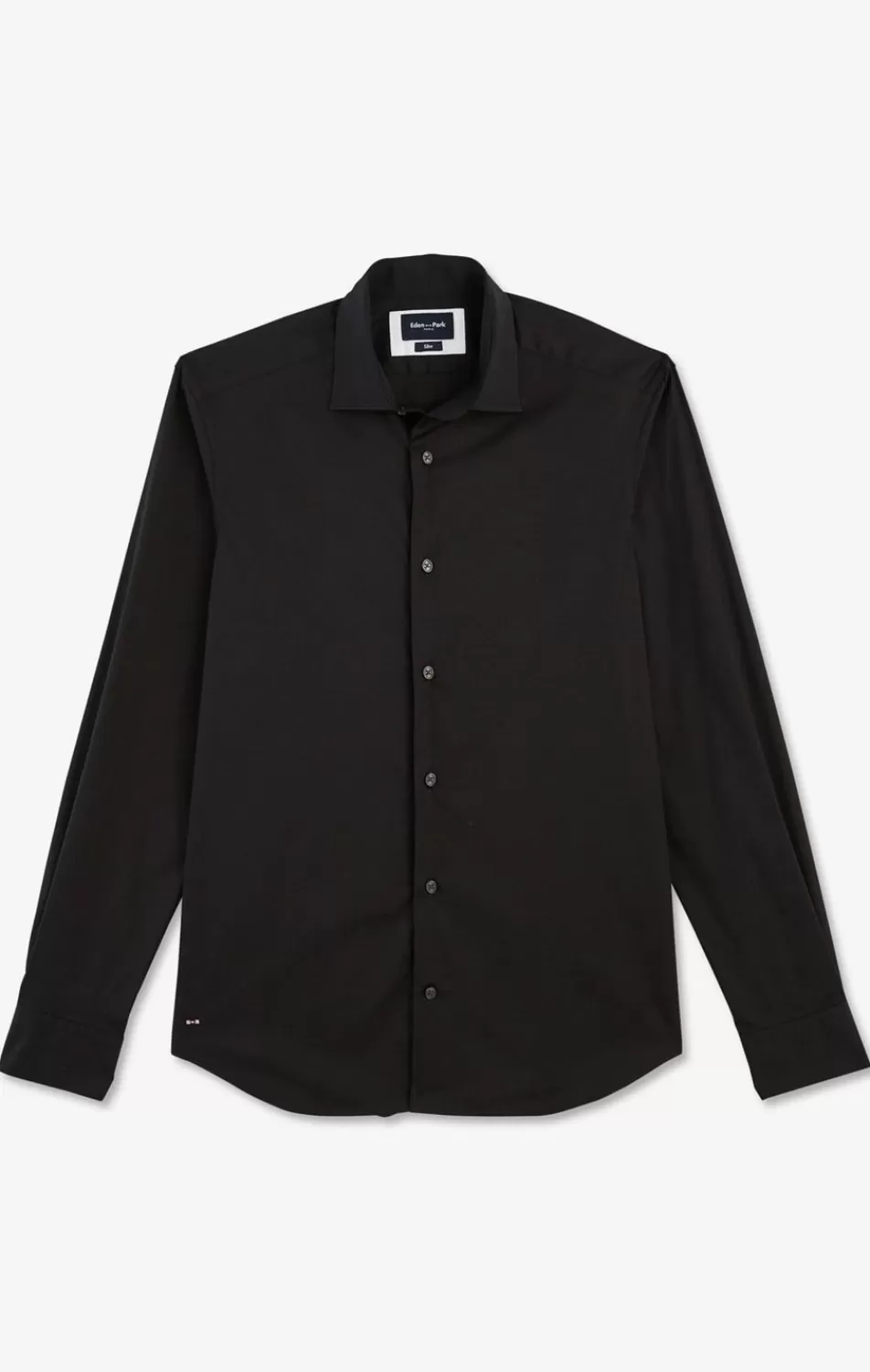 Shirts | Eden Park Slim-Fit Black Shirt In Stretch Poplin