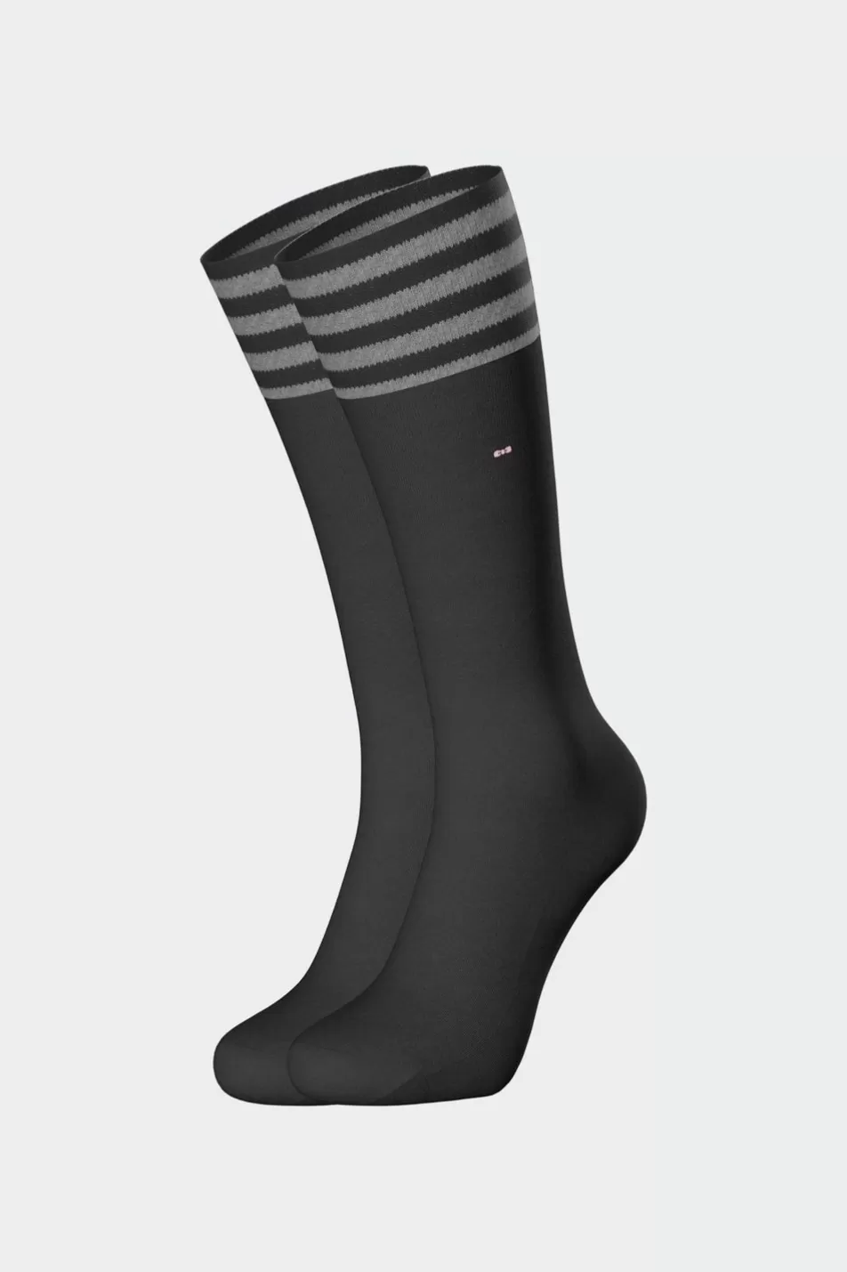 Socks | Eden Park Stretch Cotton Black Socks With Striped Edges