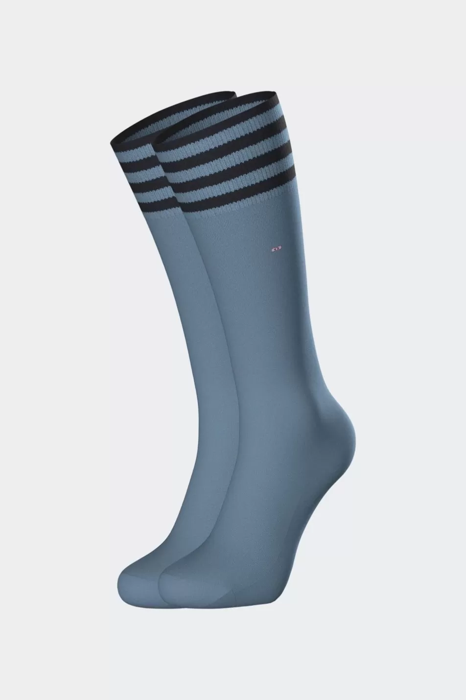 Socks | Eden Park Stretch Cotton Blue Socks With Striped Edges