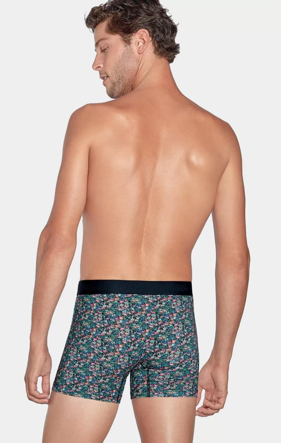 Underwear | Eden Park Stretch Cotton Green Boxers With Micro Floral Print