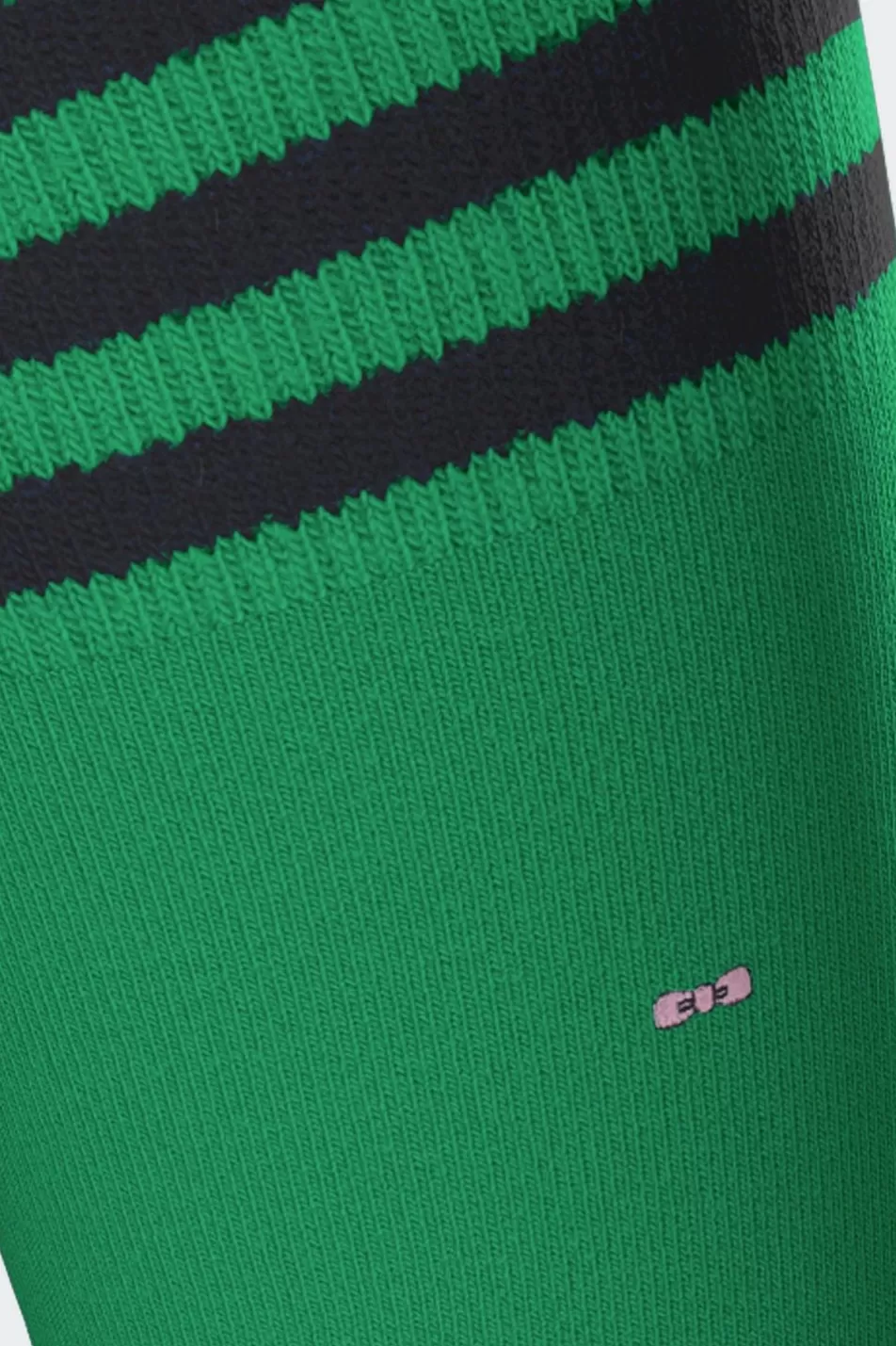 Socks | Eden Park Stretch Cotton Green Socks With Striped Edges