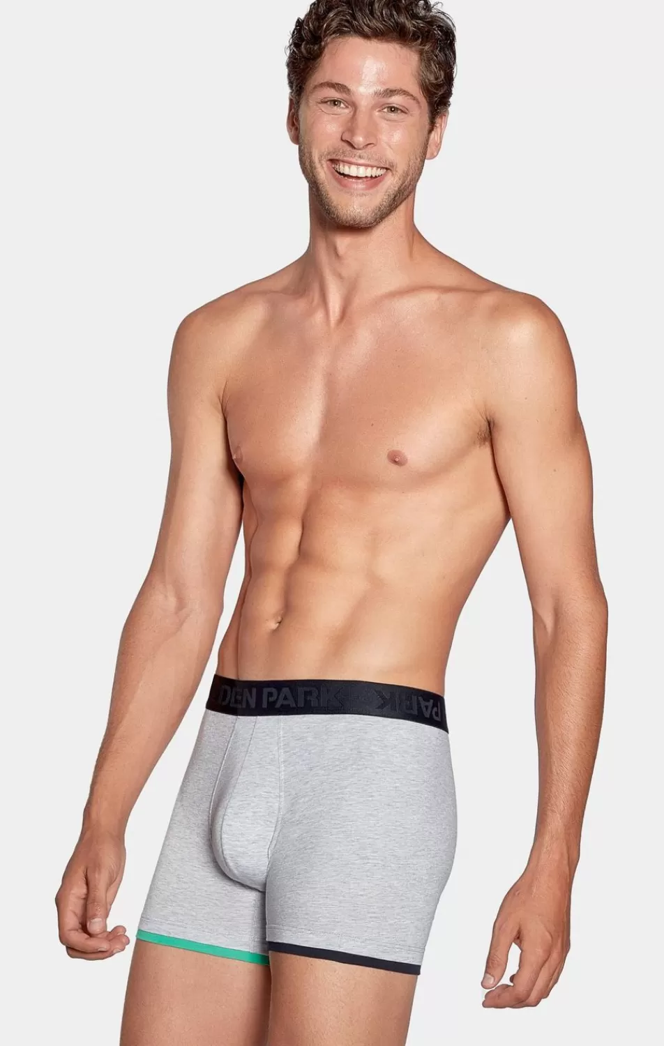 Underwear | Eden Park Stretch Cotton Grey Boxers With Pink Elastic Waistband