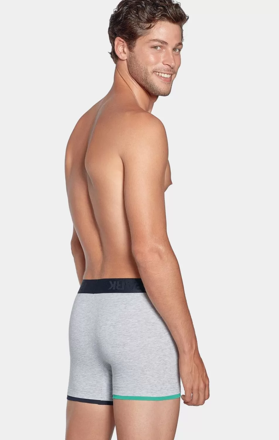 Underwear | Eden Park Stretch Cotton Grey Boxers With Pink Elastic Waistband