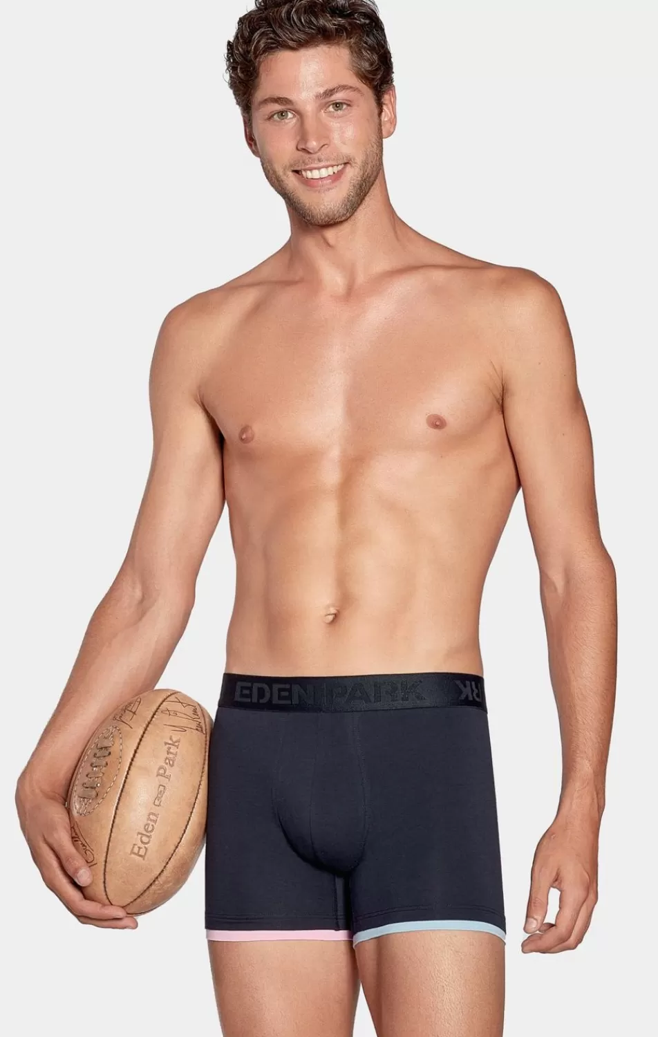 Underwear | Eden Park Stretch Cotton Navy Boxers With Contrasted Elastic Waistband