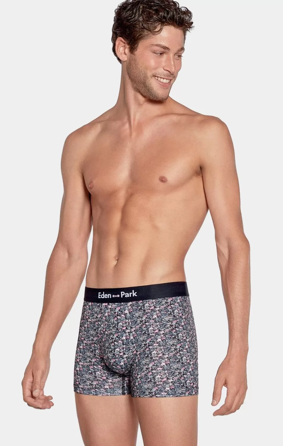 Underwear | Eden Park Stretch Cotton Navy Boxers With Micro Floral Print