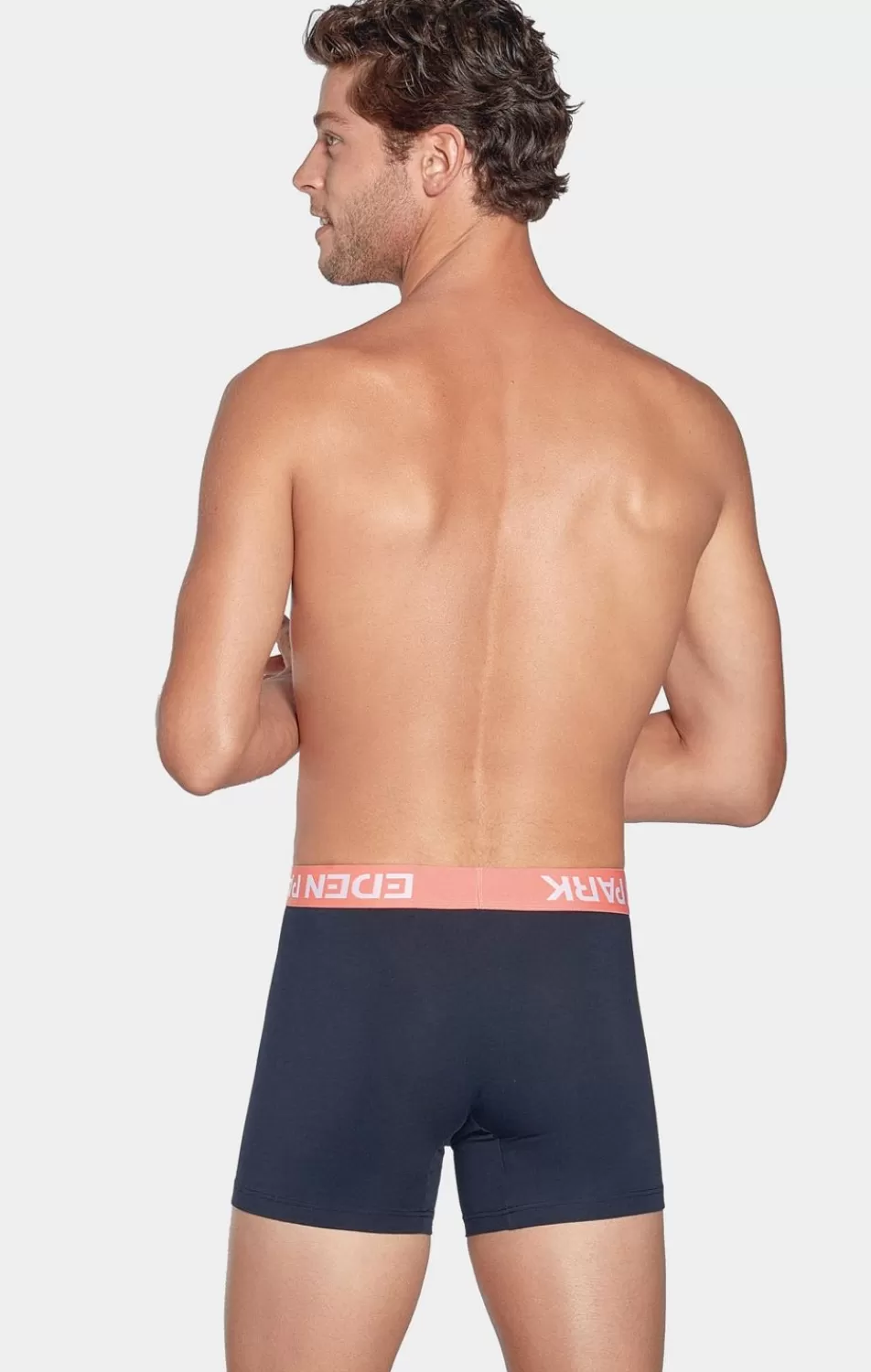 Underwear | Eden Park Stretch Cotton Navy Boxers With Red Elastic Waistband