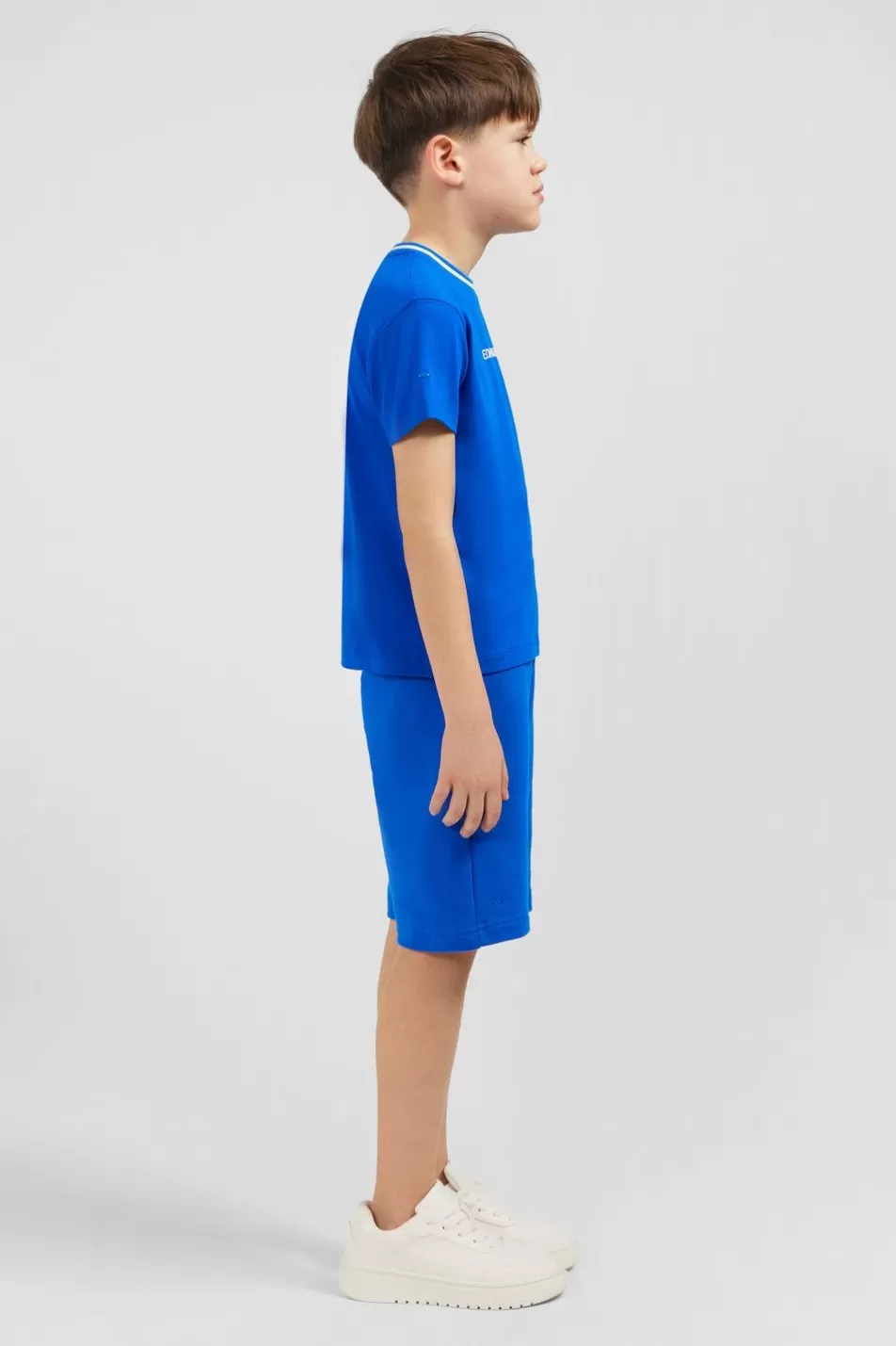 Children | Eden Park Striped Round Neck Blue T-Shirt In Stretch Cotton