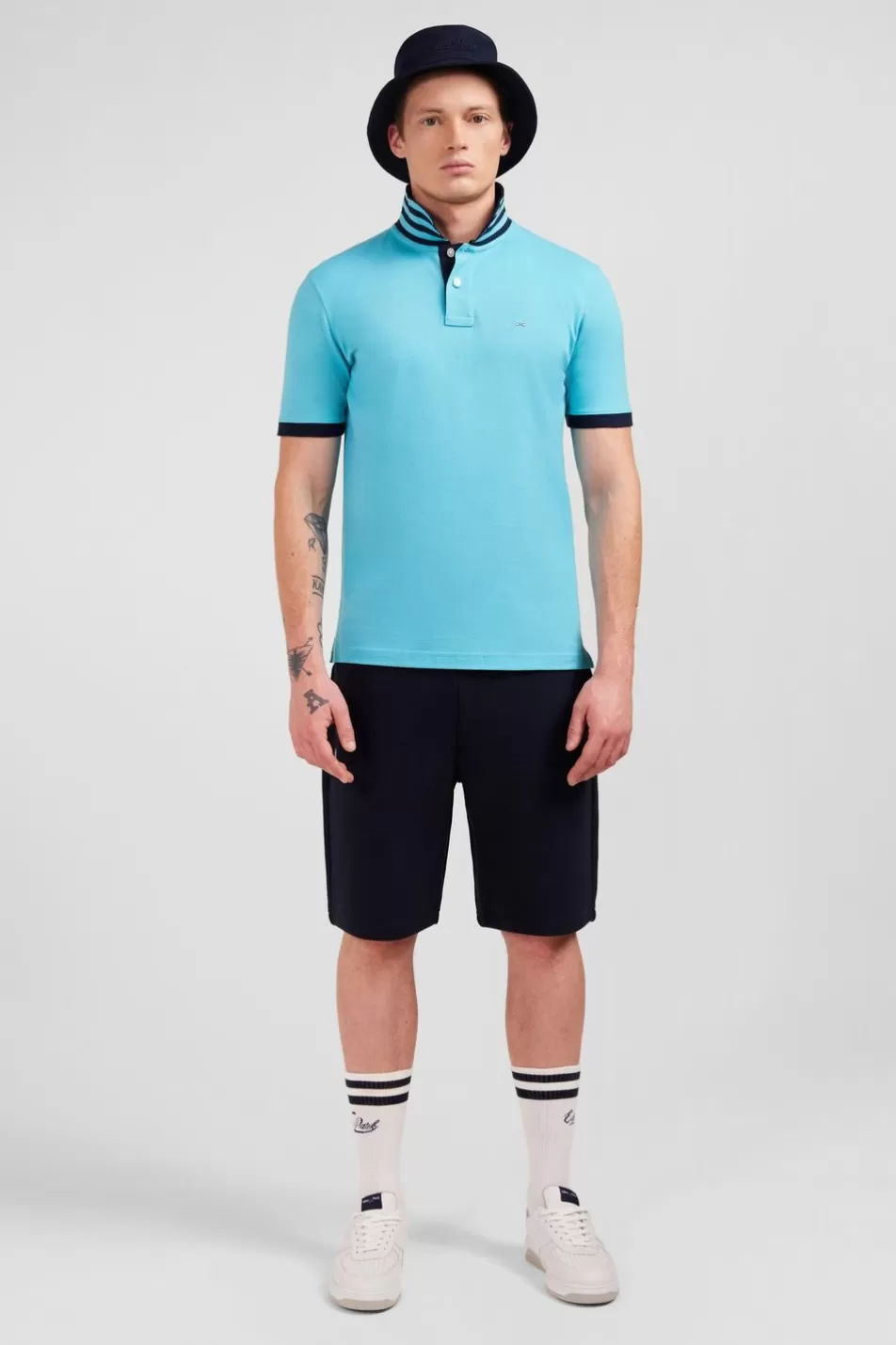 Polos | Eden Park Turquoise Blue Short-Sleeved Polo Shirt