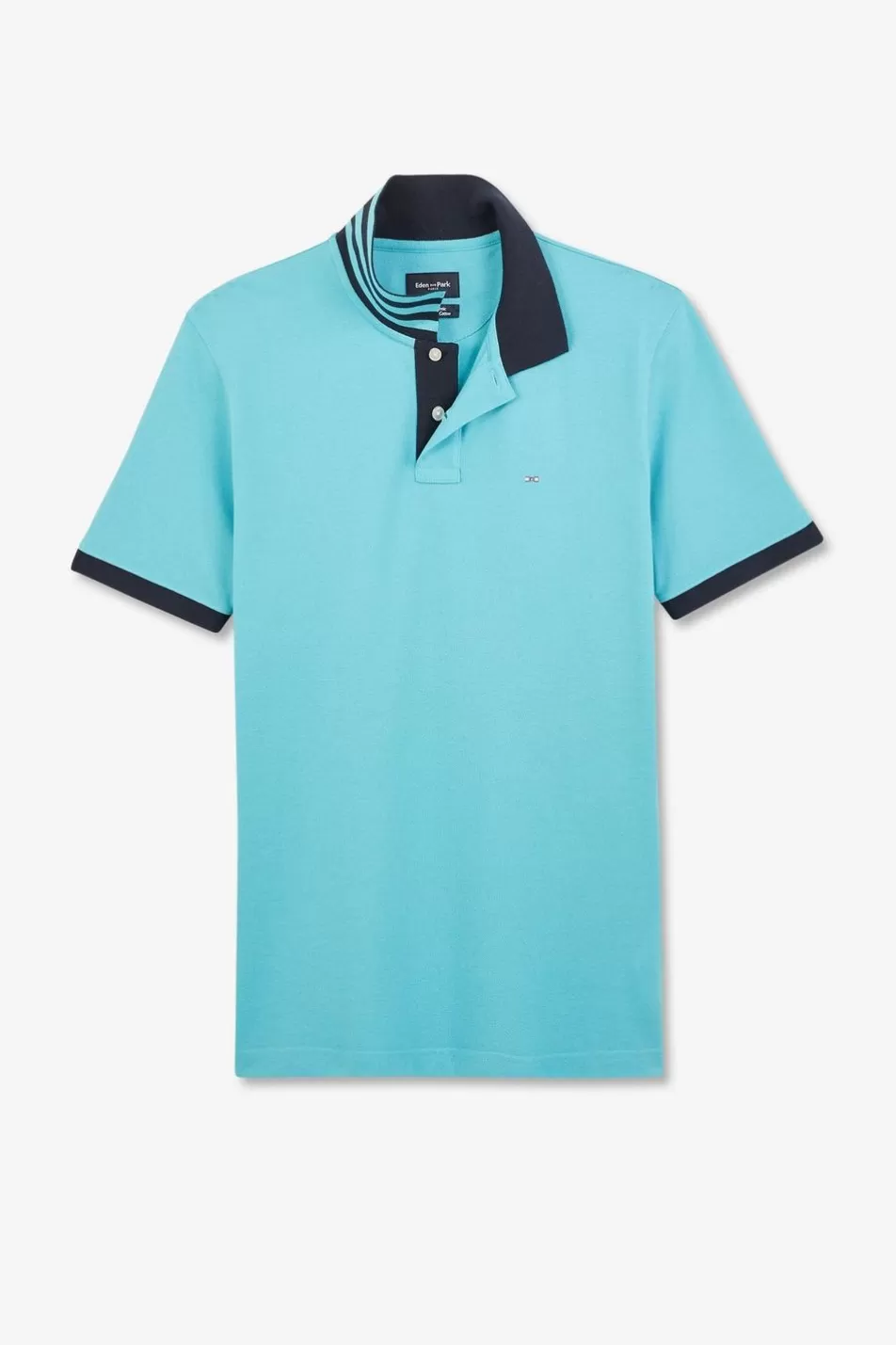 Polos | Eden Park Turquoise Blue Short-Sleeved Polo Shirt