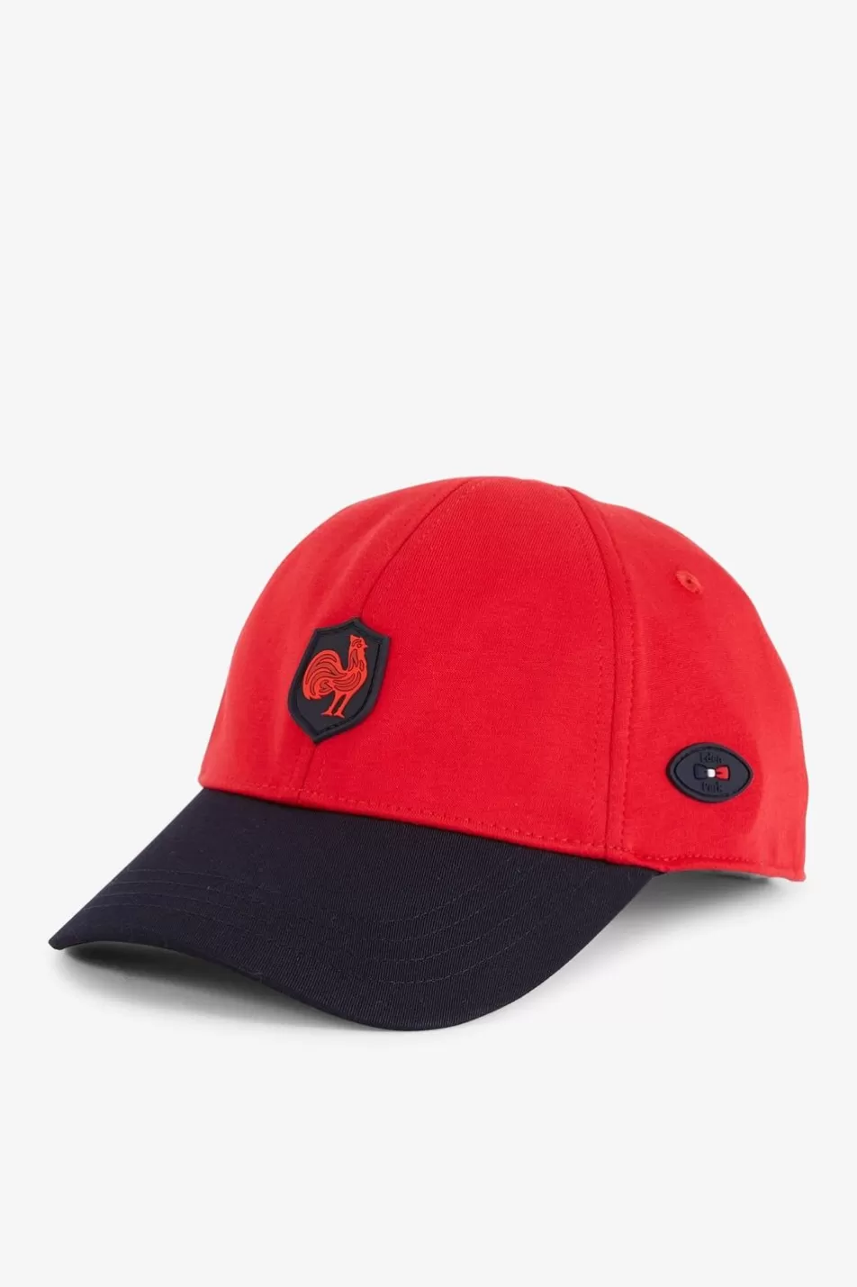 Caps | Eden Park Two-Tone Navy And Red Cotton Cap With Rooster Emblem