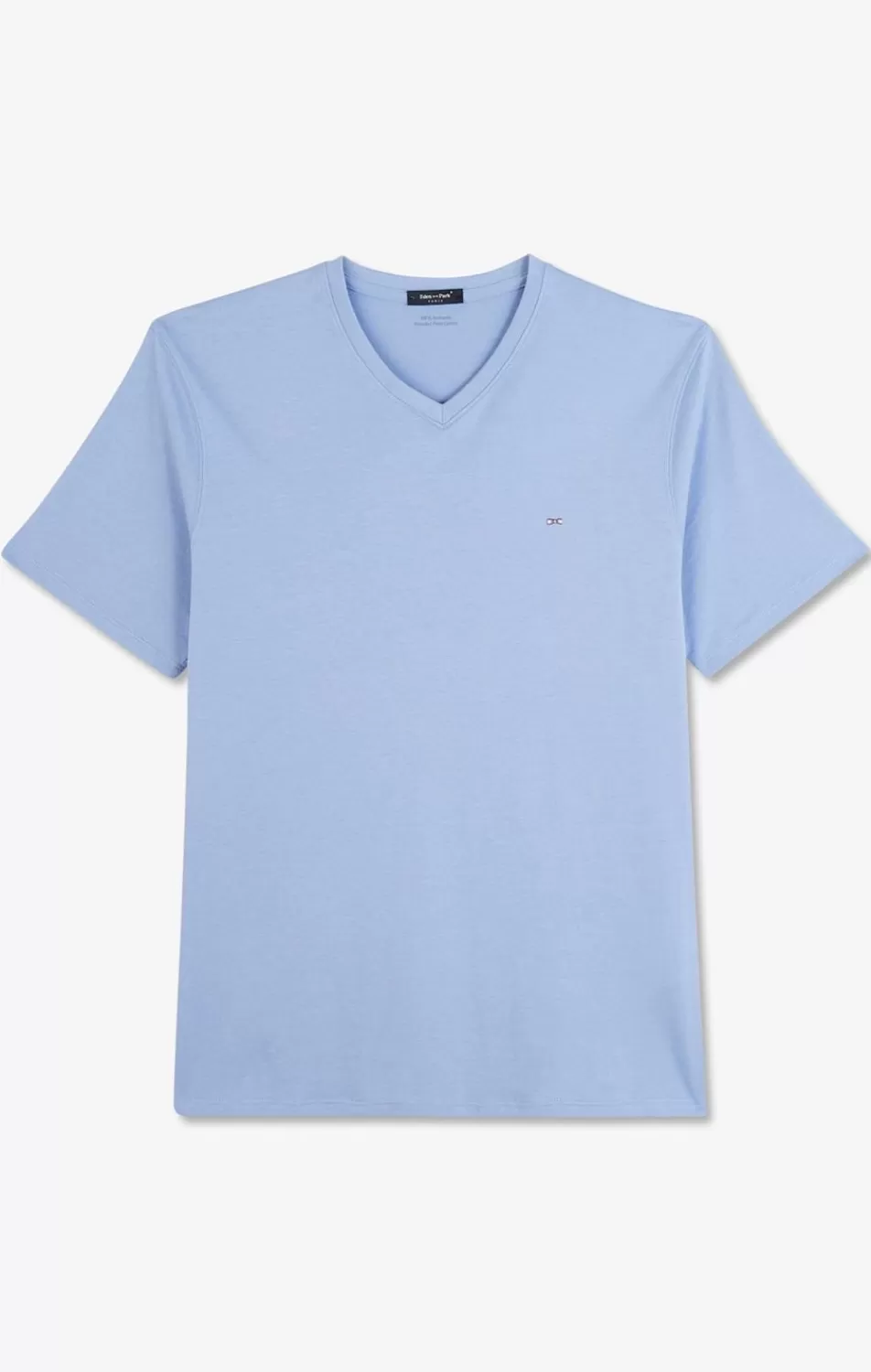 T-Shirts | Eden Park V-Neck Blue Light Pima Cotton T-Shirt