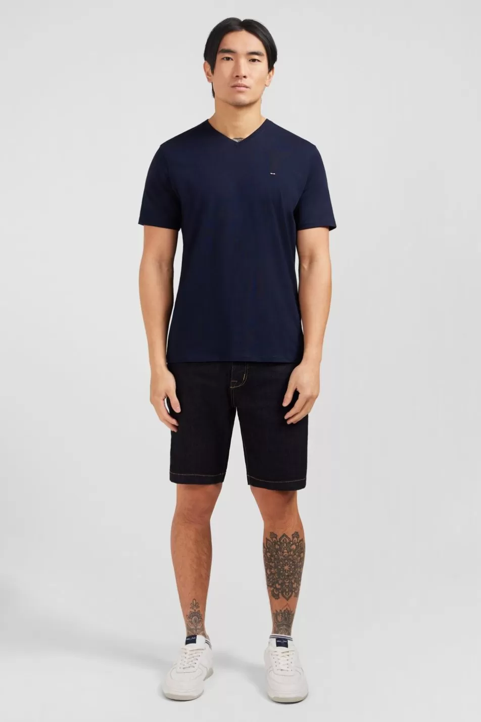 T-Shirts | Eden Park V-Neck Navy Light Pima Cotton T-Shirt