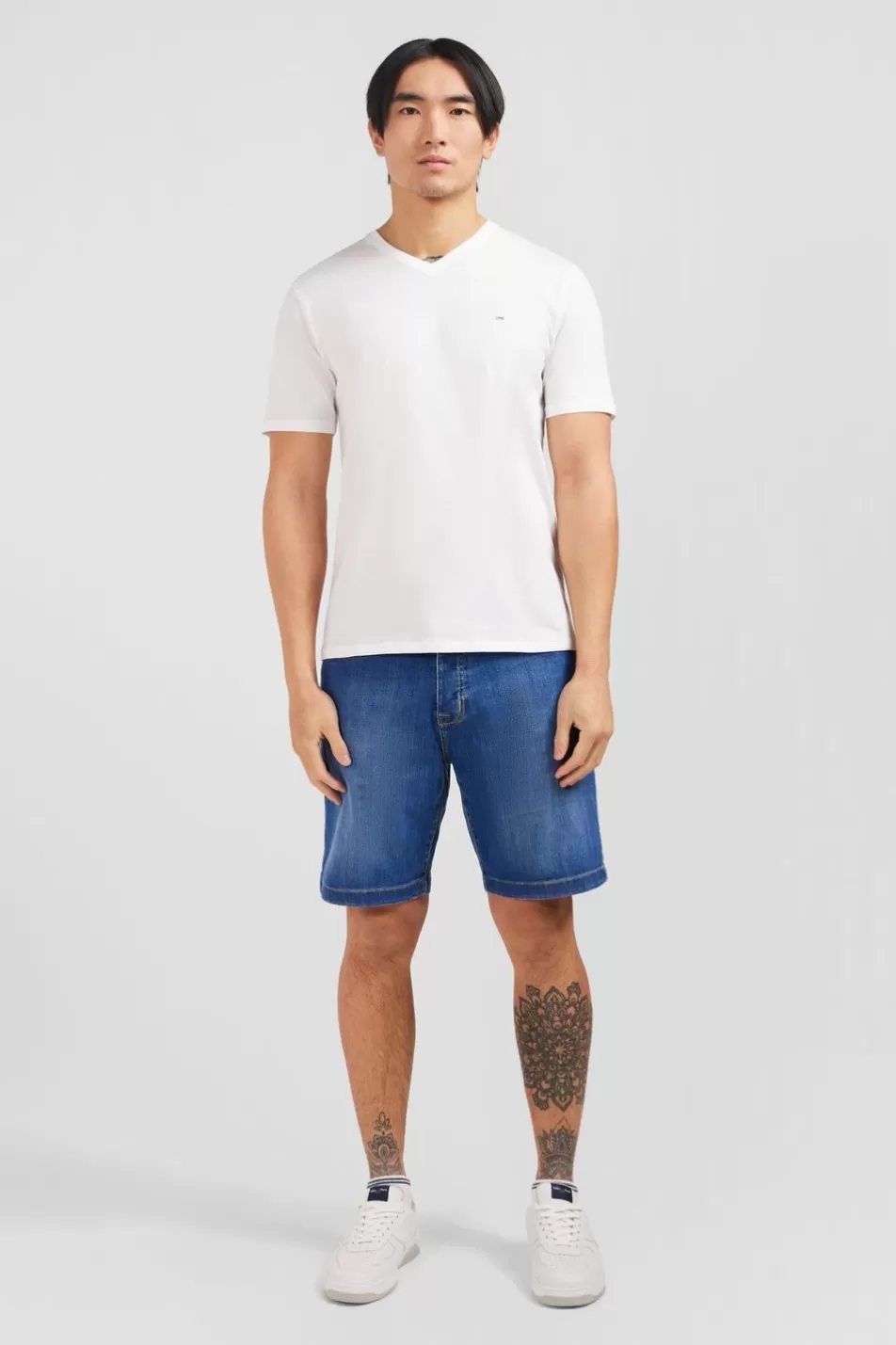 T-Shirts | Eden Park V-Neck White Light Pima Cotton T-Shirt