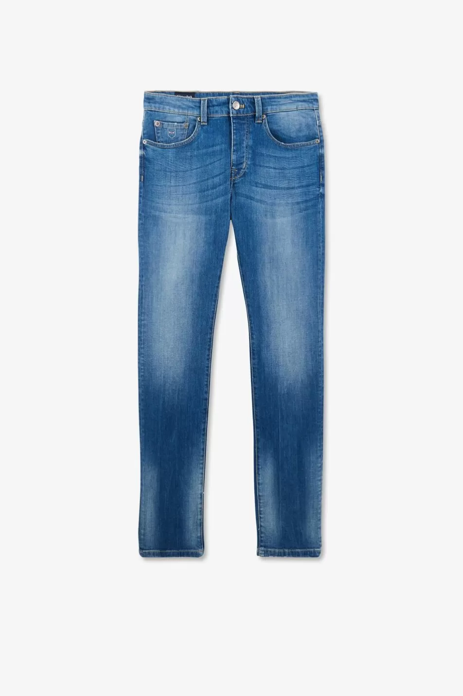 Pants | Eden Park Washed Blue Denim Stretch Cotton Jeans In Slim Fit