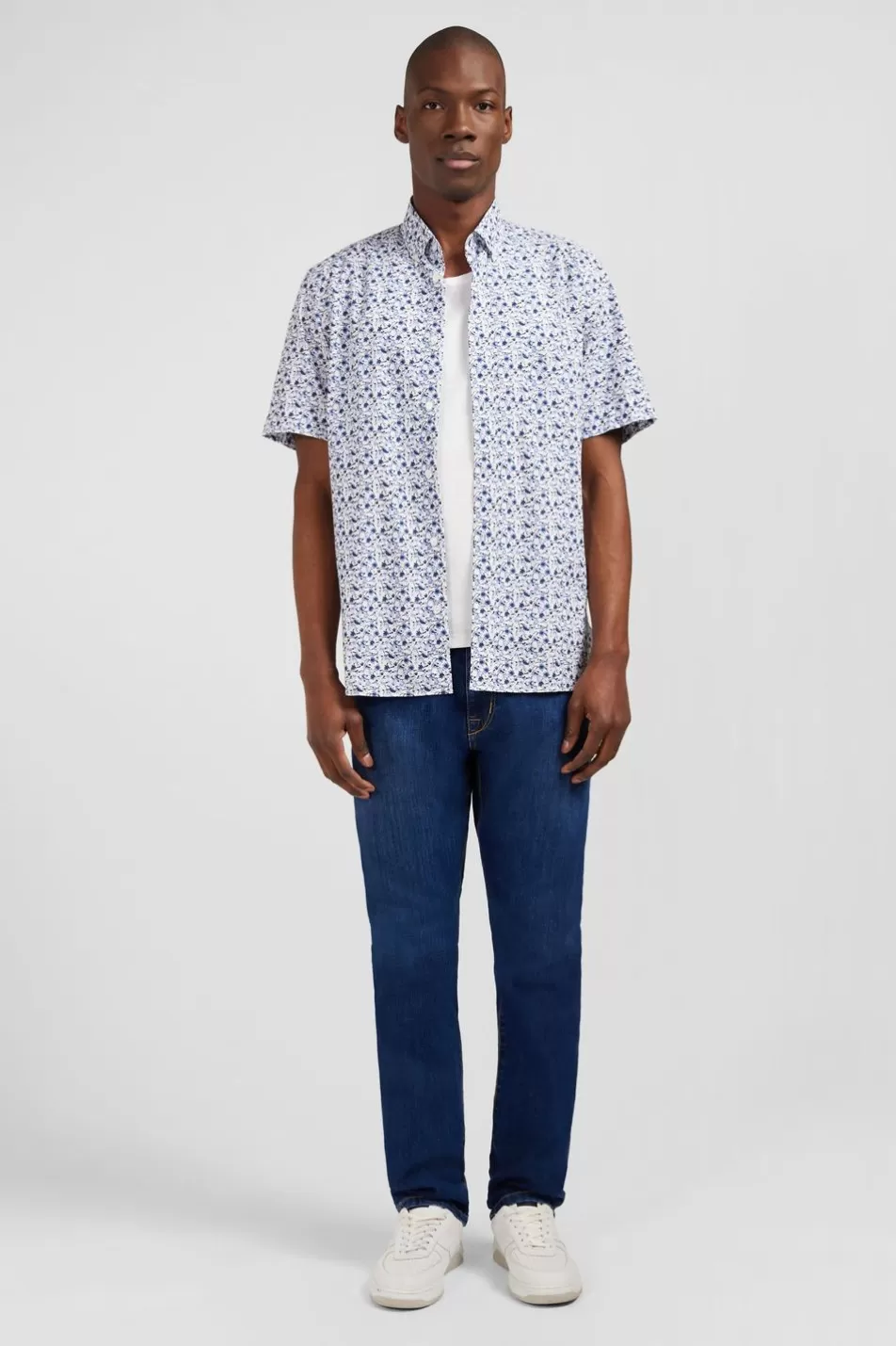 Short-Sleeved Shirts | Eden Park White Blouse With Exclusive Floral Print