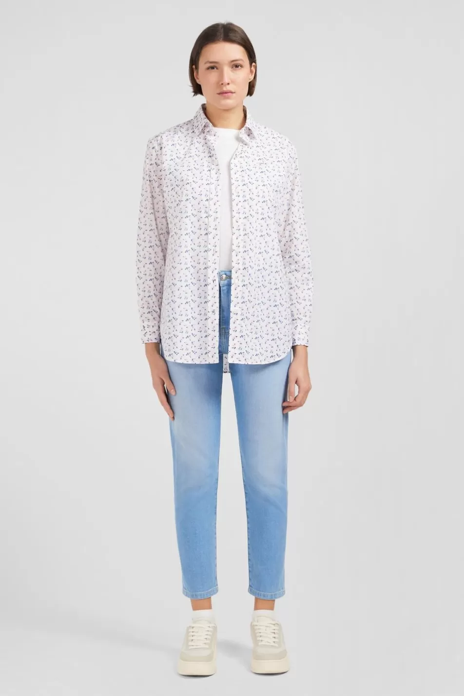 Shirts | Eden Park White Blouse With Exclusive Floral Print