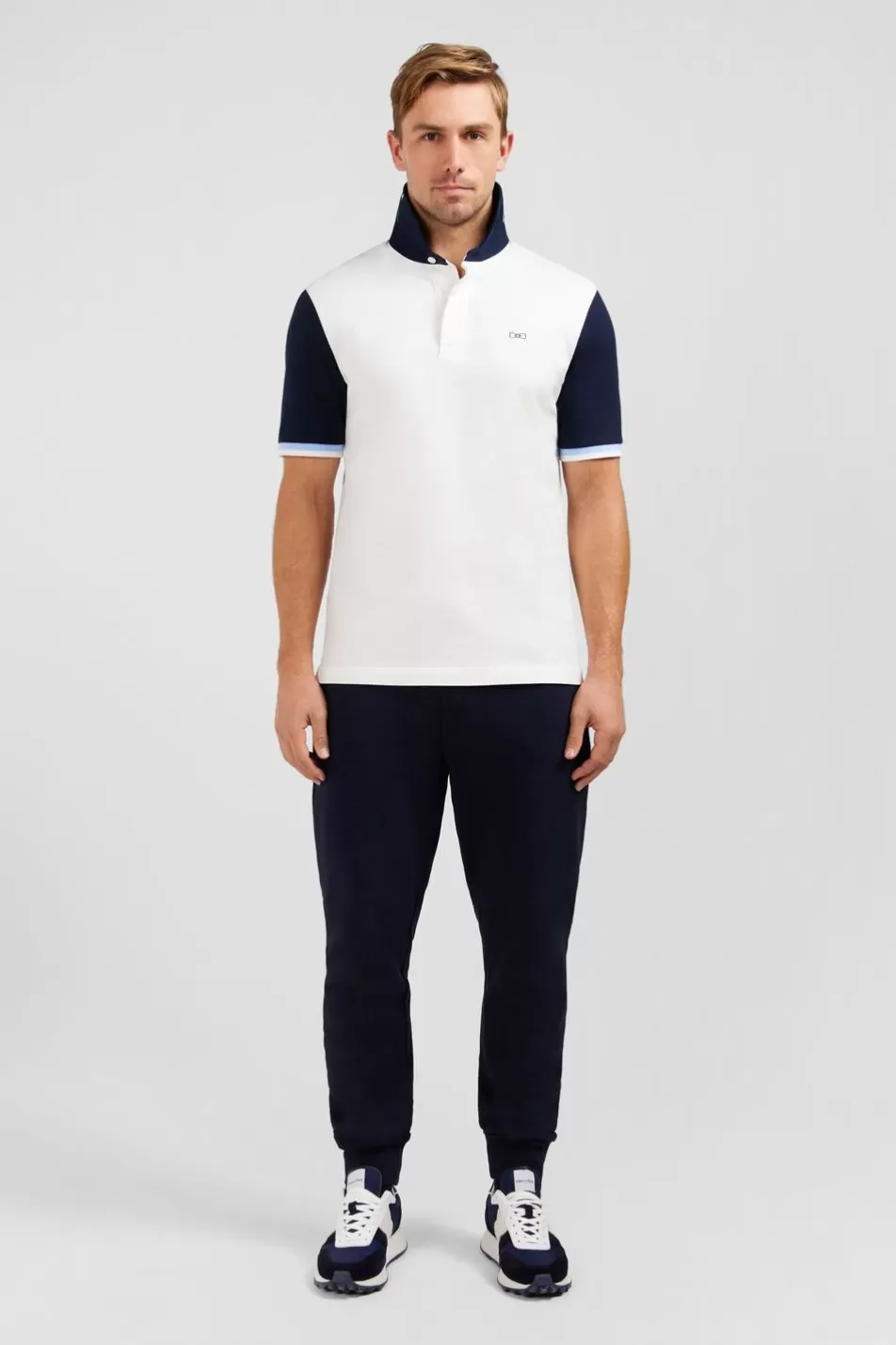 Rugby Shirts | Eden Park White Colour-Block Polo Shirt With No. 10 Embroidery On The Back