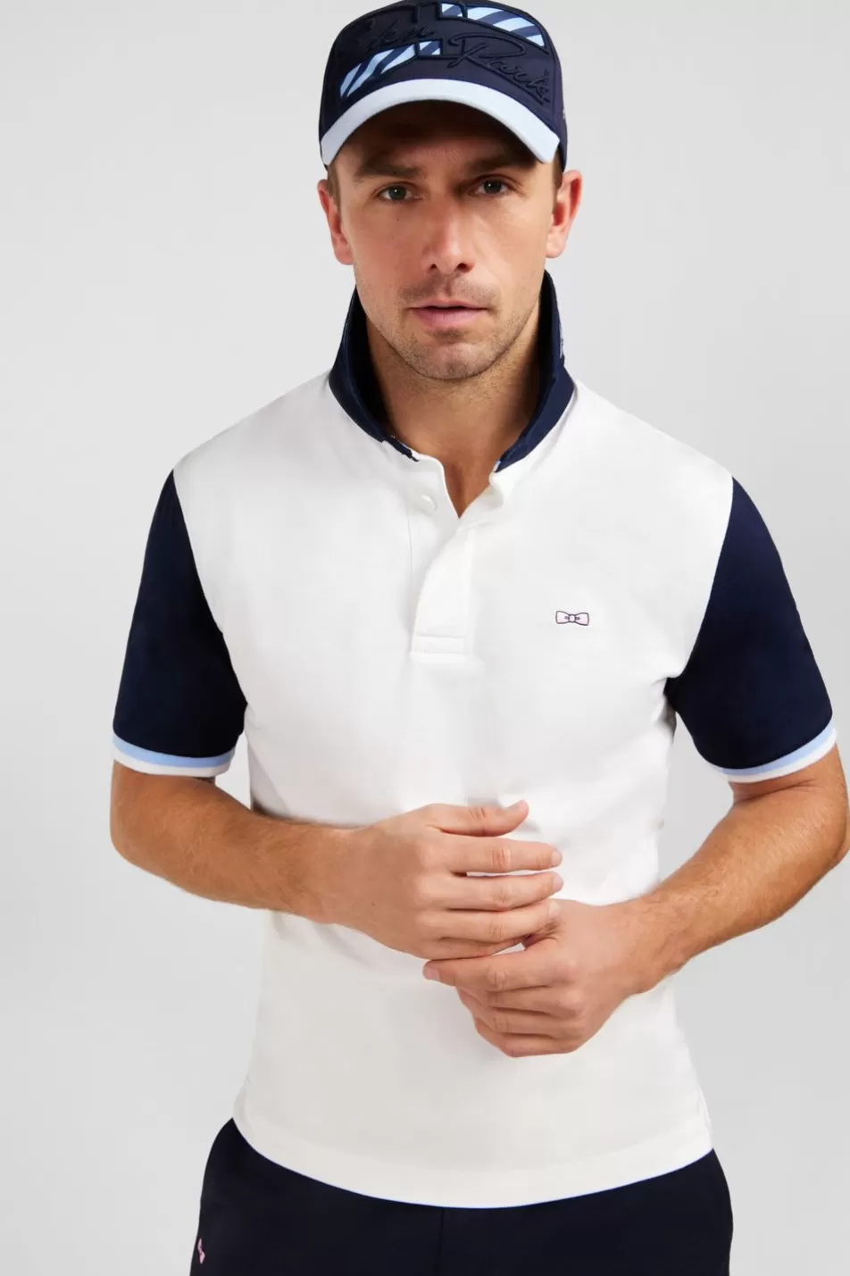 Rugby Shirts | Eden Park White Colour-Block Polo Shirt With No. 10 Embroidery On The Back
