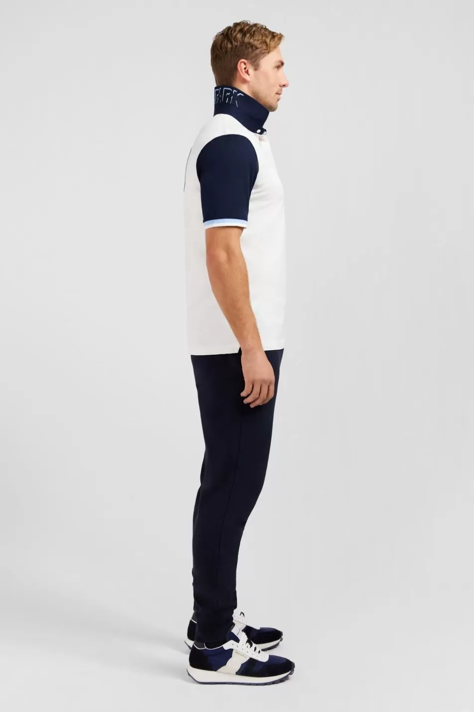Rugby Shirts | Eden Park White Colour-Block Polo Shirt With No. 10 Embroidery On The Back