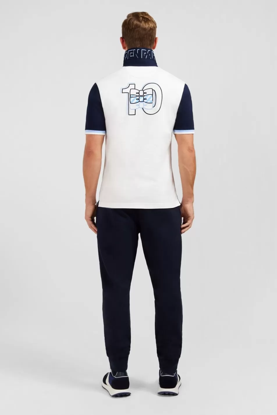 Rugby Shirts | Eden Park White Colour-Block Polo Shirt With No. 10 Embroidery On The Back