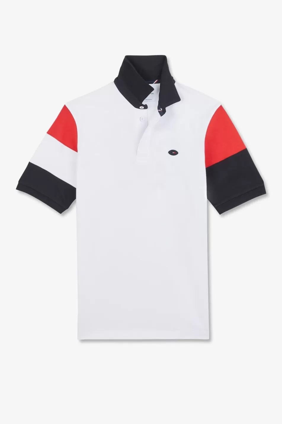 Rugby Shirts | Eden Park White Colour-Block Short-Sleeved Polo Shirt With Xv De France Embroidery