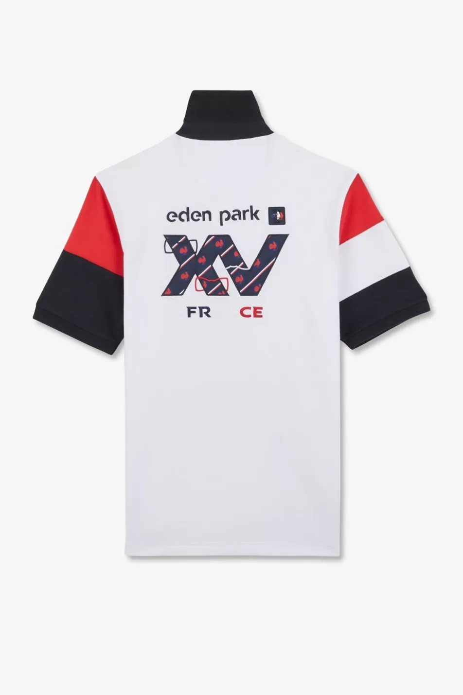 Rugby Shirts | Eden Park White Colour-Block Short-Sleeved Polo Shirt With Xv De France Embroidery