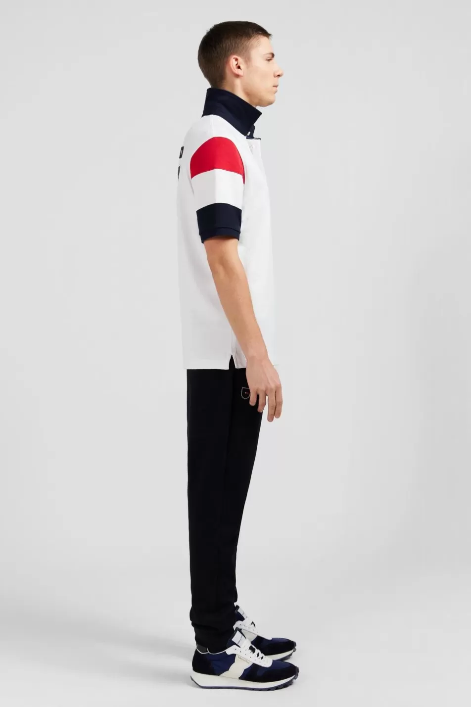 Rugby Shirts | Eden Park White Colour-Block Short-Sleeved Polo Shirt With Xv De France Embroidery