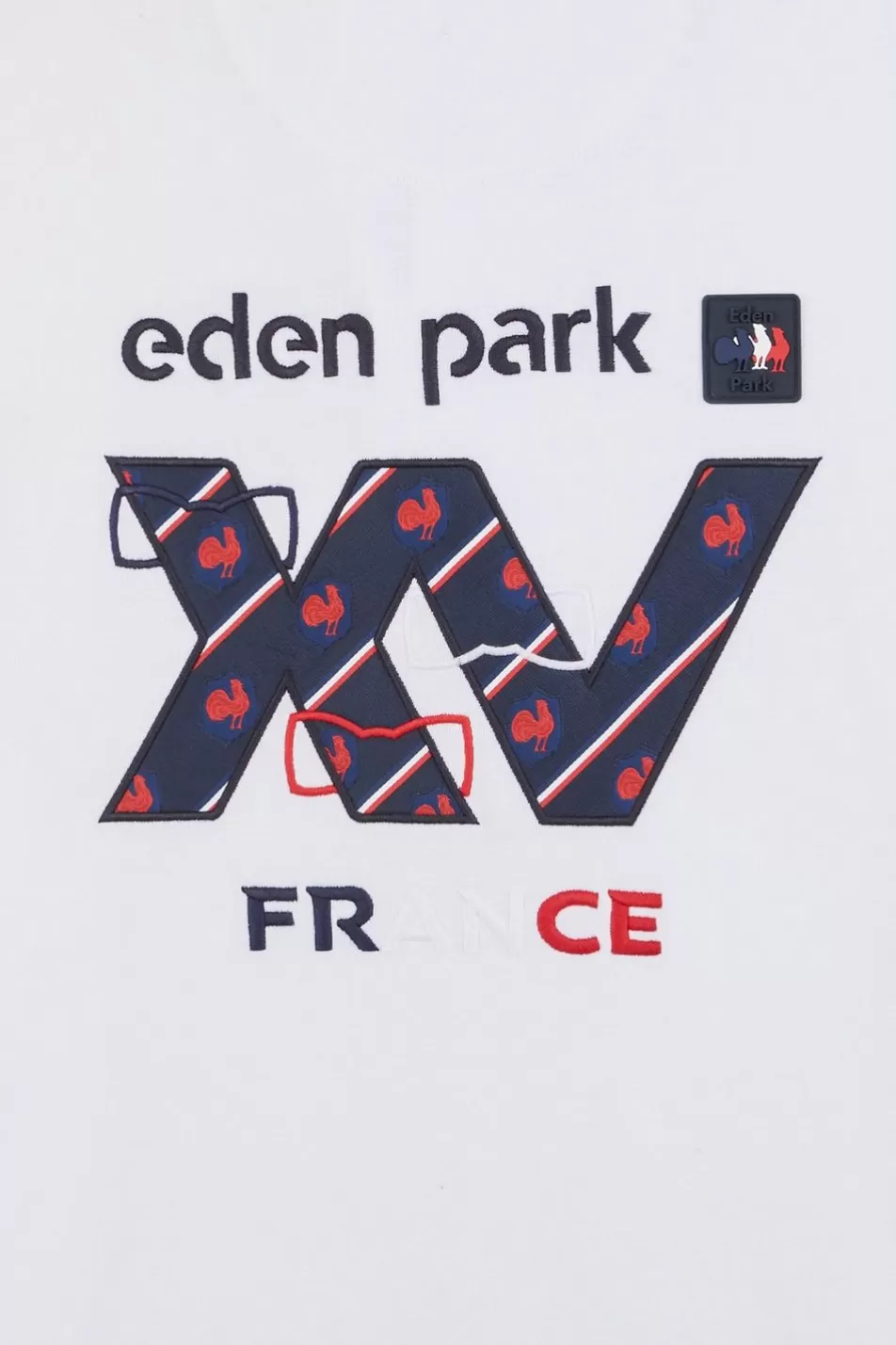 Rugby Shirts | Eden Park White Colour-Block Short-Sleeved Polo Shirt With Xv De France Embroidery