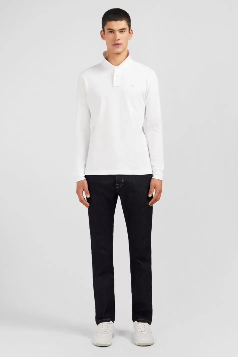 Polos | Eden Park White Cotton Polo With Contrasting Neck