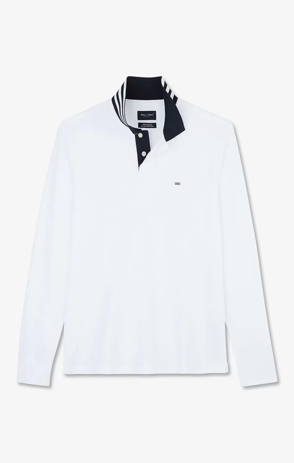 Polos | Eden Park White Cotton Polo With Contrasting Neck