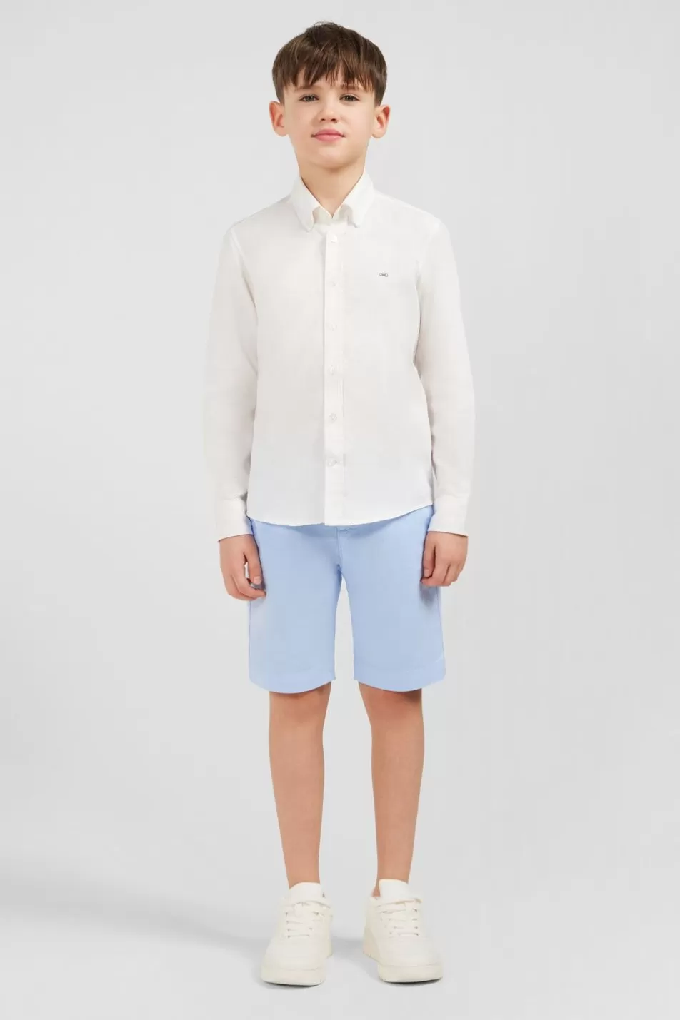 Children | Eden Park White Cotton Shirt In Regular Fit