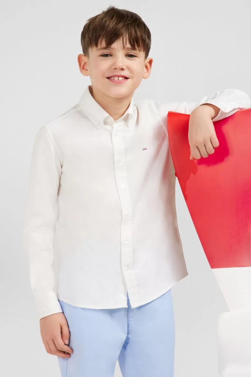 Children | Eden Park White Cotton Shirt In Regular Fit