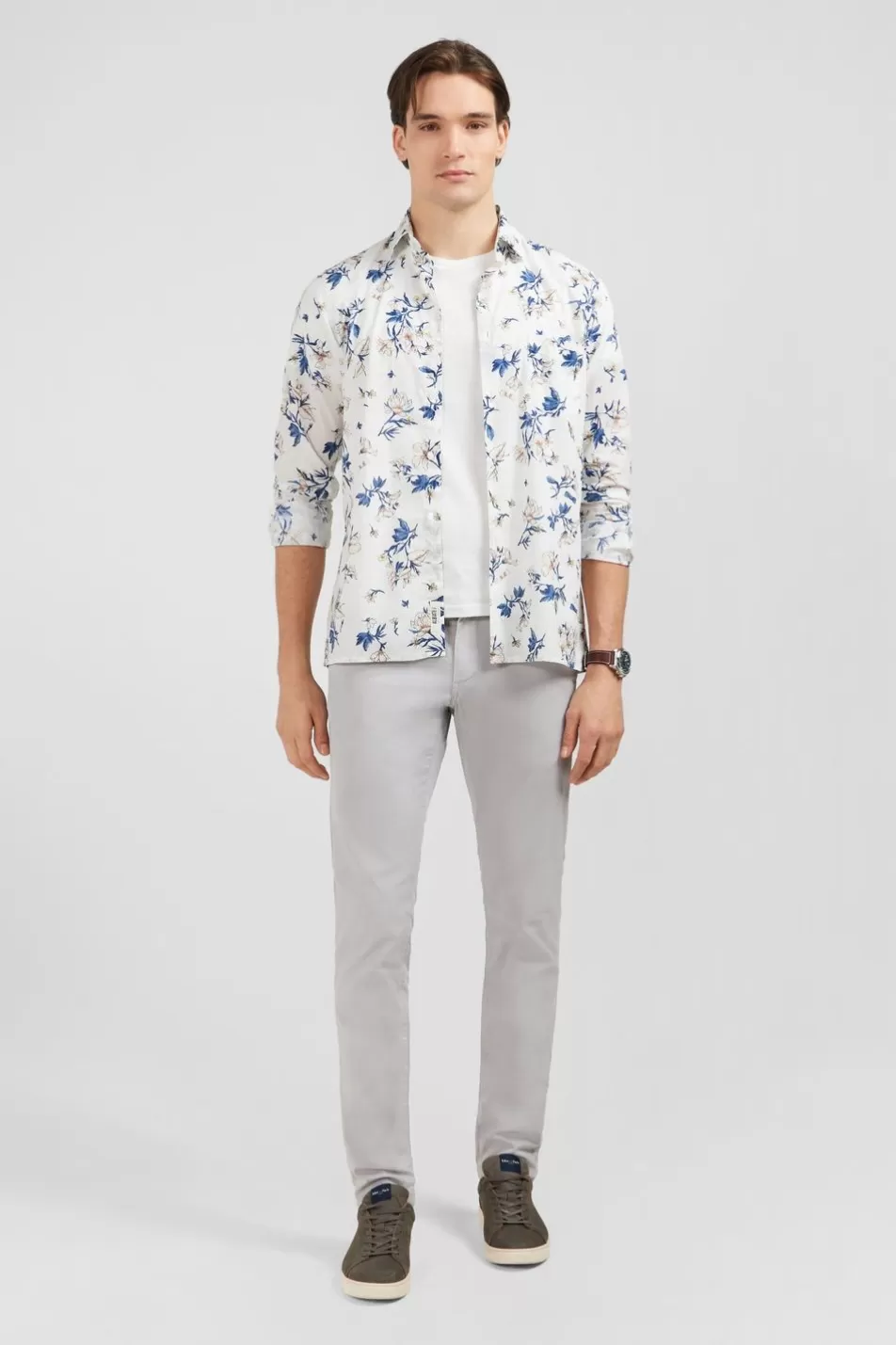 Shirts | Eden Park White Cotton Shirt With Flower Print