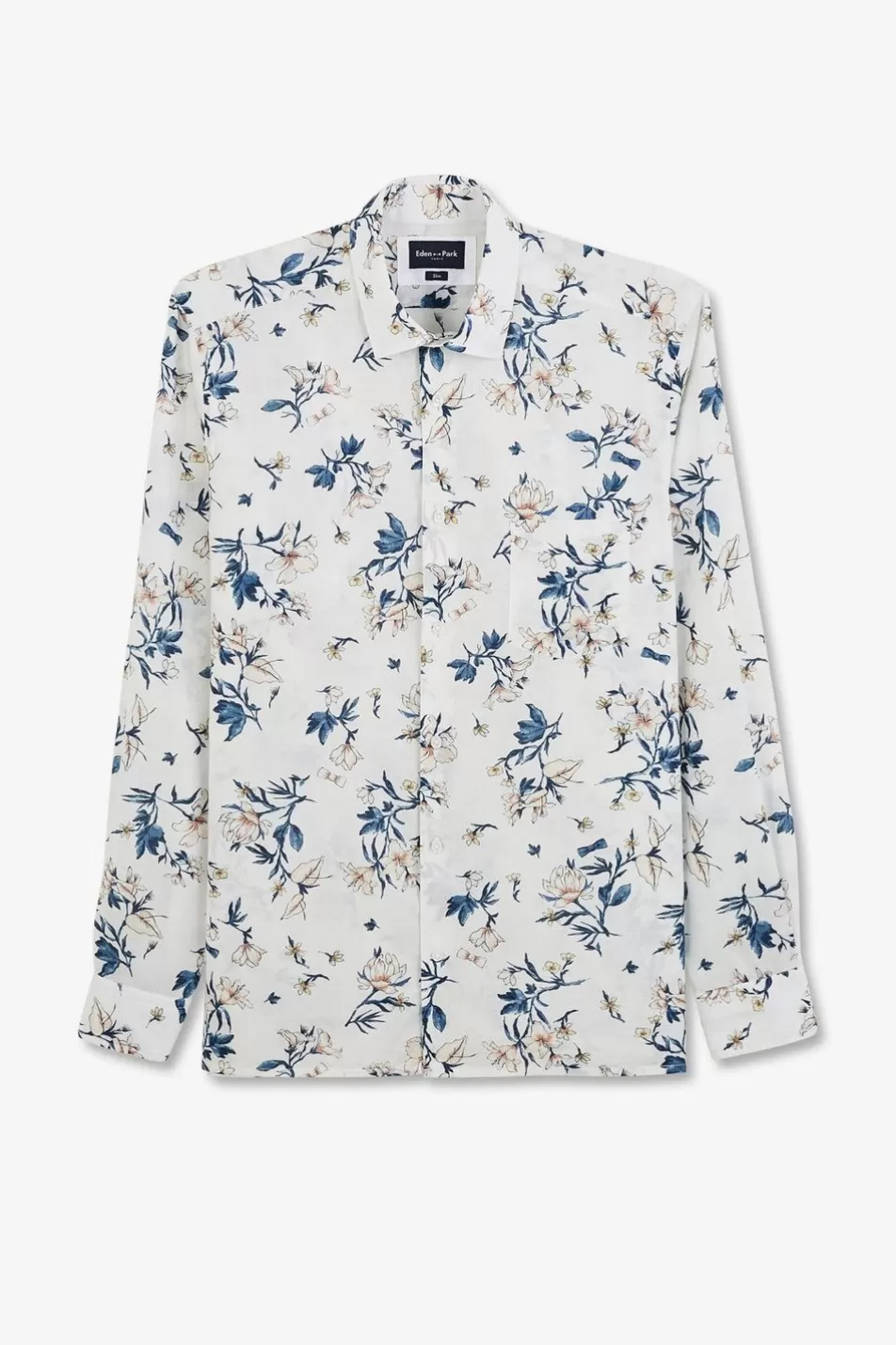 Shirts | Eden Park White Cotton Shirt With Flower Print