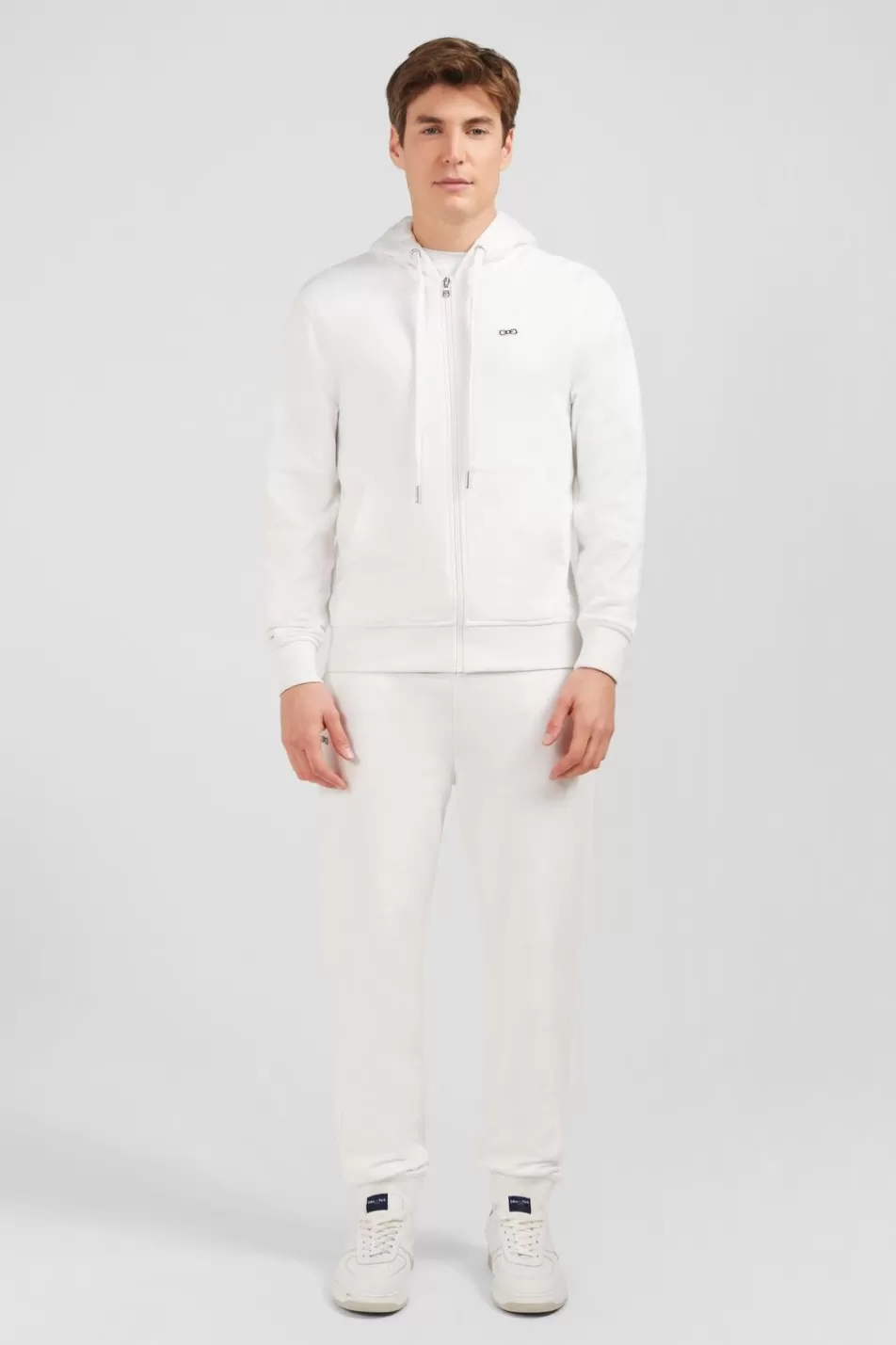 Sweatshirts | Eden Park White Fleece Zipped Hoodie With Bow Tie Embroidery