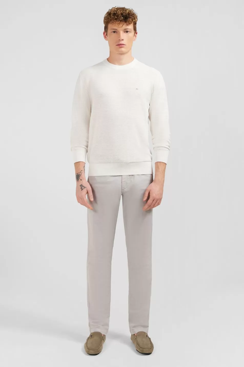 Sweaters | Eden Park White Jumper In A Linen Blend