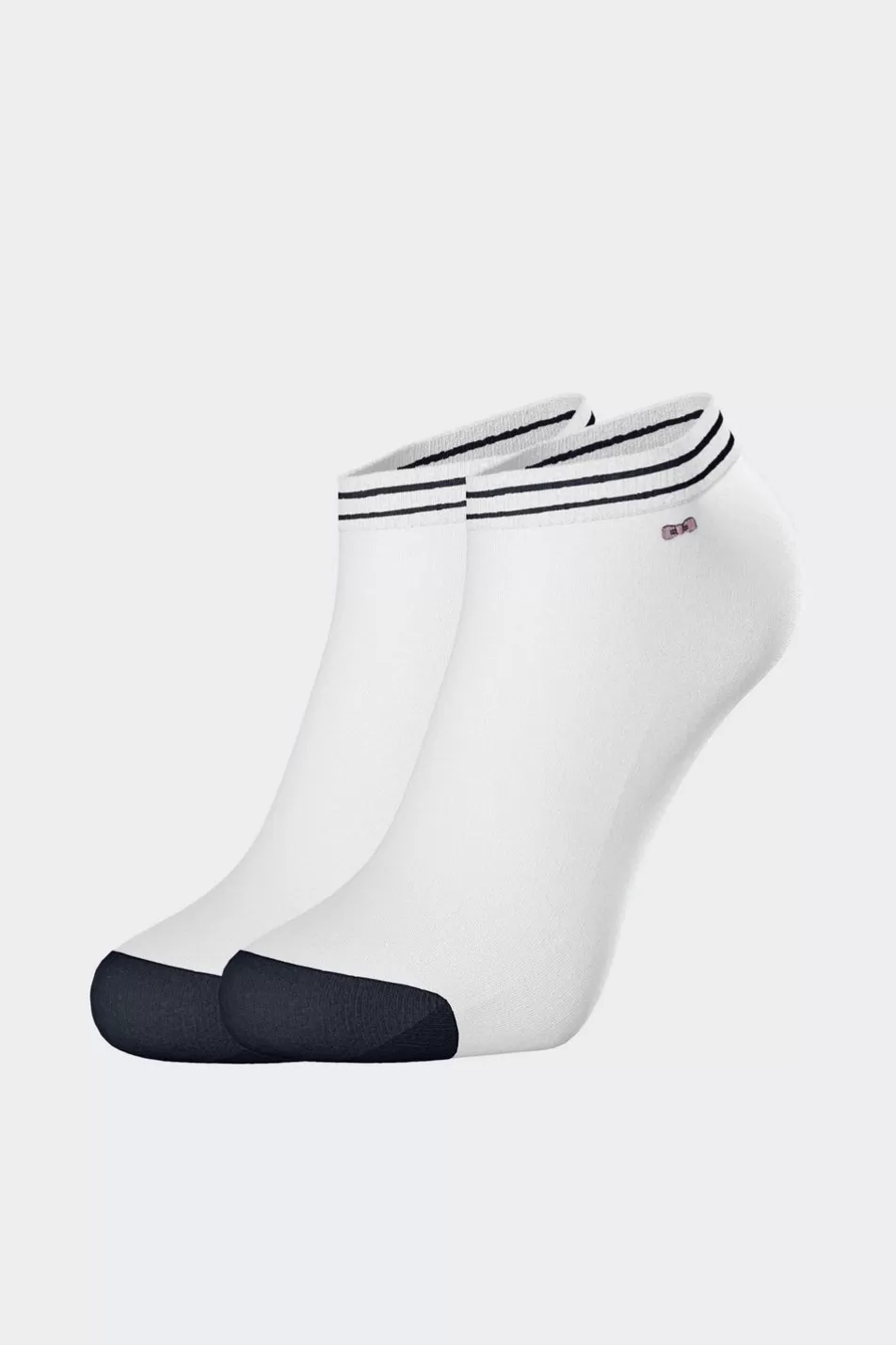 Socks | Eden Park White Low-Cut Socks In Stretch Cotton With Navy Edges