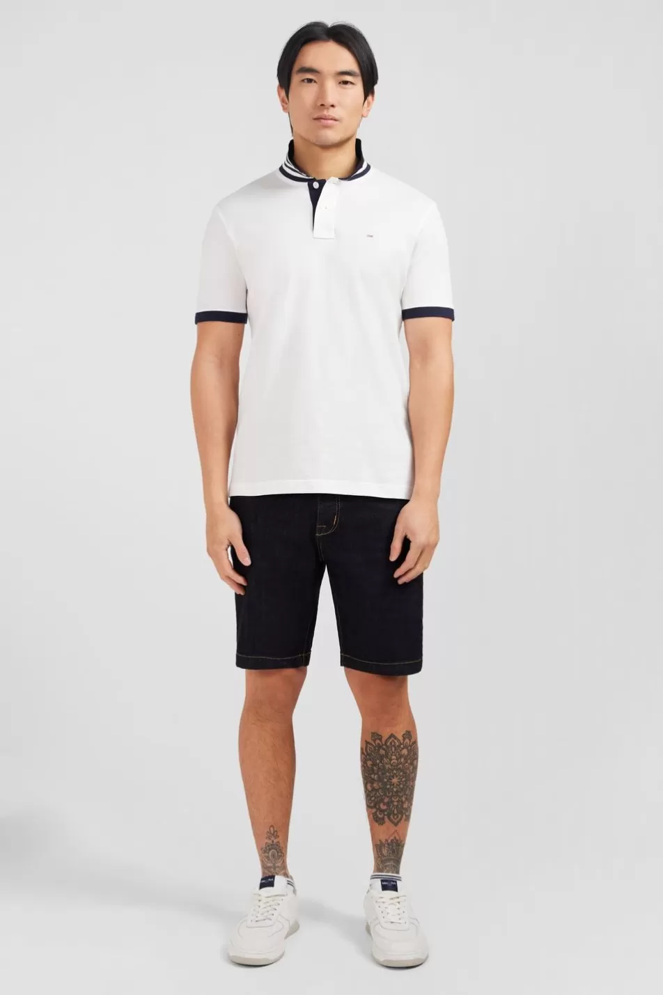 Polos | Eden Park White Pima Cotton Polo With Contrasting Accents