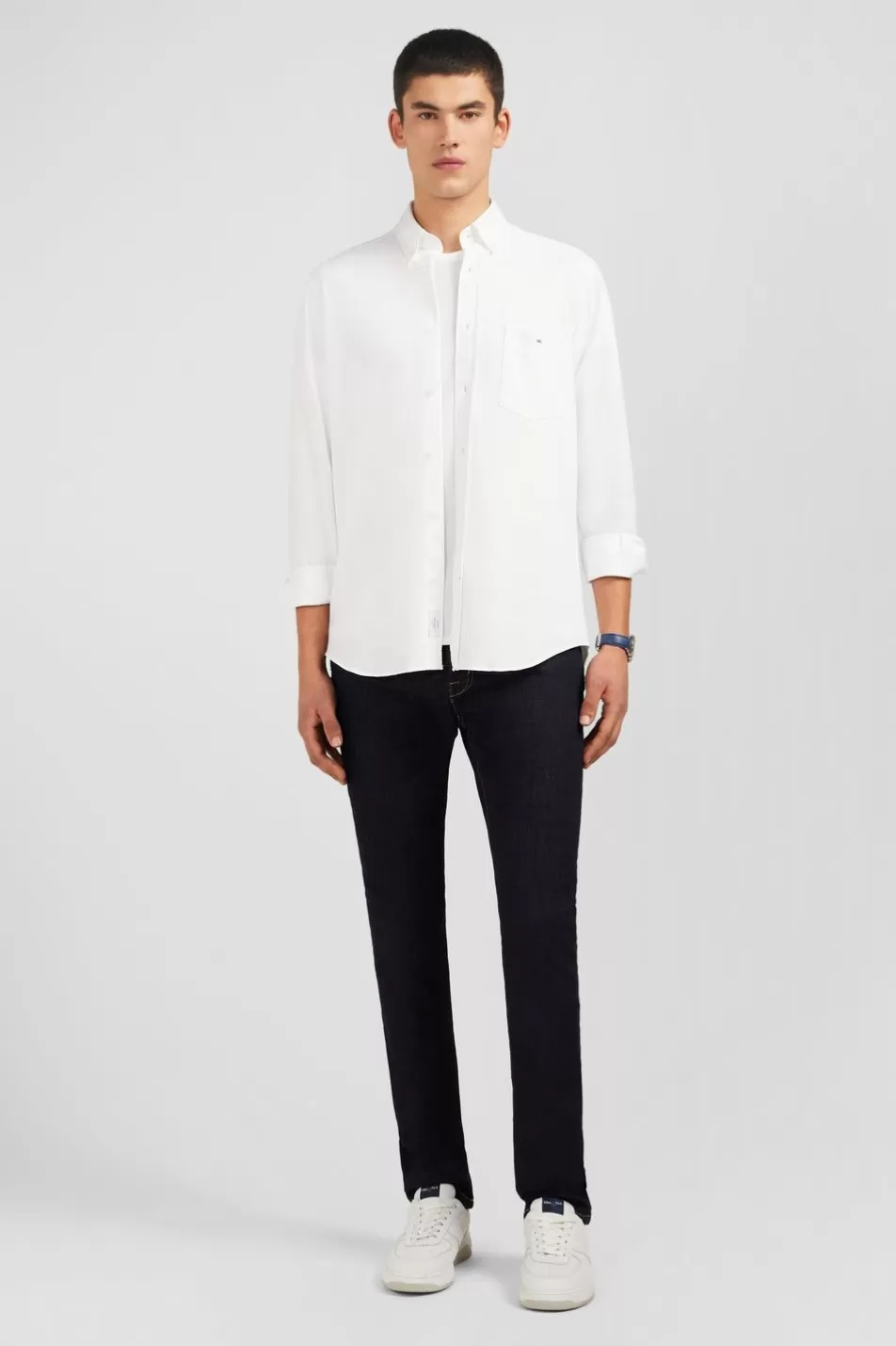 Shirts | Eden Park White Pinpoint Cotton Shirt