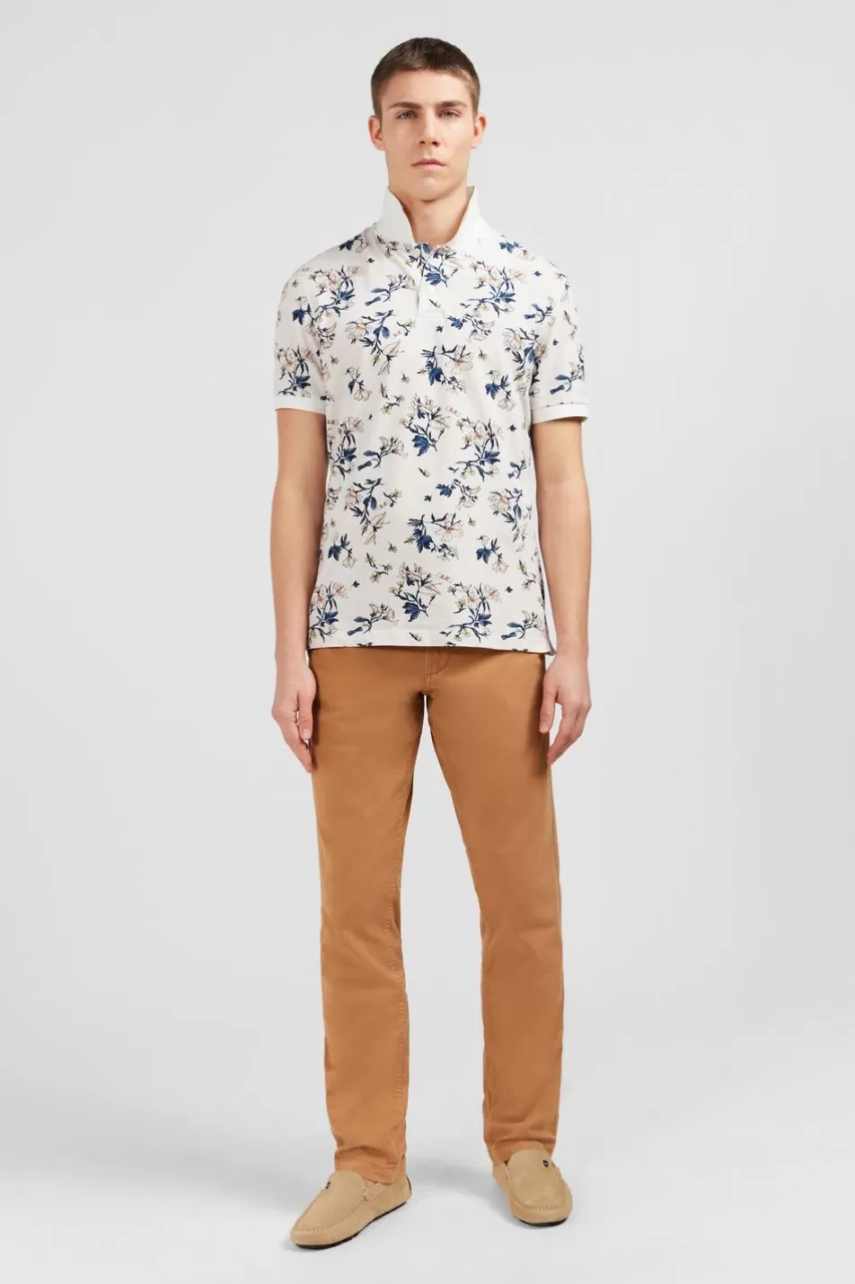 Polos | Eden Park White Polo Shirt With An Exclusive Floral Print